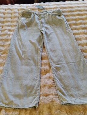 Ribcage Wide Leg Linen Denim Jeans